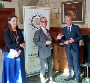 The BGIPU Chair Nigel Evans MP welcomes his counterpart Reinhold Lopatka to the Palace of Westminster