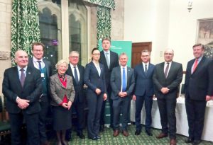 UK Members, including BGIPU Chair, Nigel Evans MP, welcome counterparts from Poland at a reception in the IPU Room