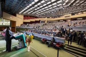 IPU SG Chungong addresses the 149th IPU Assembly held in October 2024 at the CICG which will also host the 151st IPU Assembly