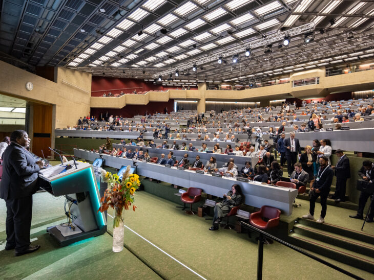 IPU SG Chungong addresses the 149th IPU Assembly held in October 2024 at the CICG which will also host the 151st IPU Assembly