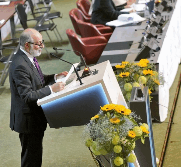 BGIPU Chair Fabian Hamilton MP addresses the 151st IPU Assembly in Geneva