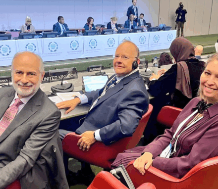 UK Governing Council members, Fabian Hamilton MP, Lord Rennard and Rt Hon Dame Karen Bradley DBE MP at the 151st IPU Assembly