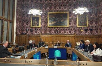 The delegation from the Lithuania Seimas meet members of the HoC Home Affairs Committee chaired by Rt Hon Dame Karen Bradley DBE MP