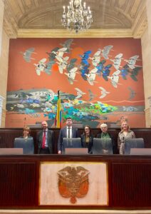 Delegation pictured in the chamber of the Colombian Congress