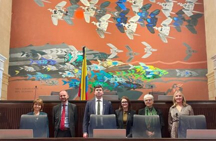 Delegation pictured in the chamber of the Colombian Congress