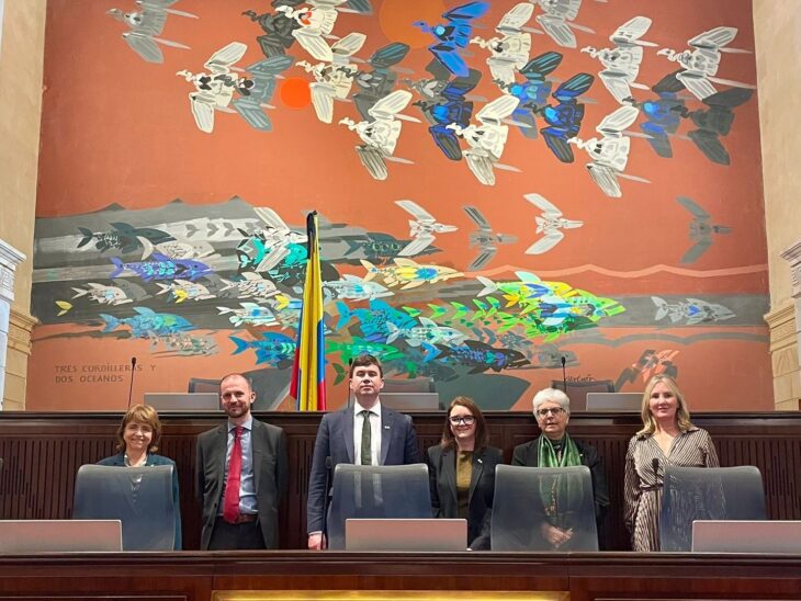 Delegation pictured in the chamber of the Colombian Congress