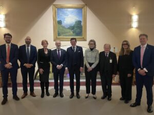 The delegation with Dr Andreas Norlén MP, Speaker of the Swedish Riksdag.