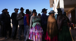 Voters stand in line at a polling station during general elections in Jesus de Machaca, Bolivia, Sunday, Aug. 17, 2025. (AP Photo/Juan Karita)