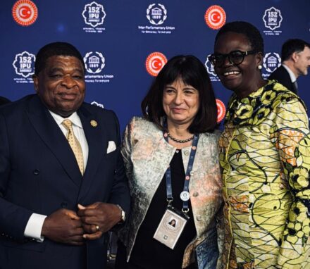 IPU Secretary General, Martin Chungong, newly elected Secretary General, Ms. Anda Filip and Ms. Tulia Ackson, President of the IPU.