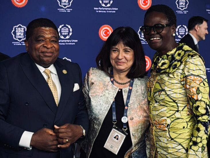 IPU Secretary General, Martin Chungong, newly elected Secretary General, Ms. Anda Filip and Ms. Tulia Ackson, President of the IPU.
