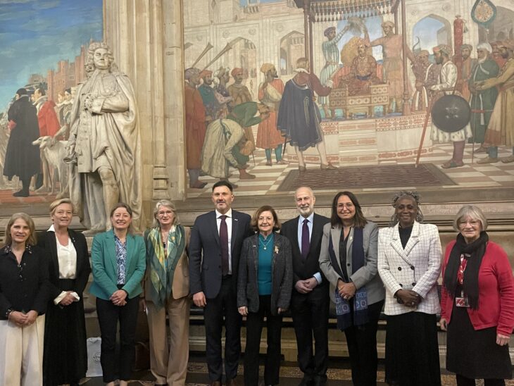 French and British counterparts in St Stephen's Hall while visiting the Palace of Westminster