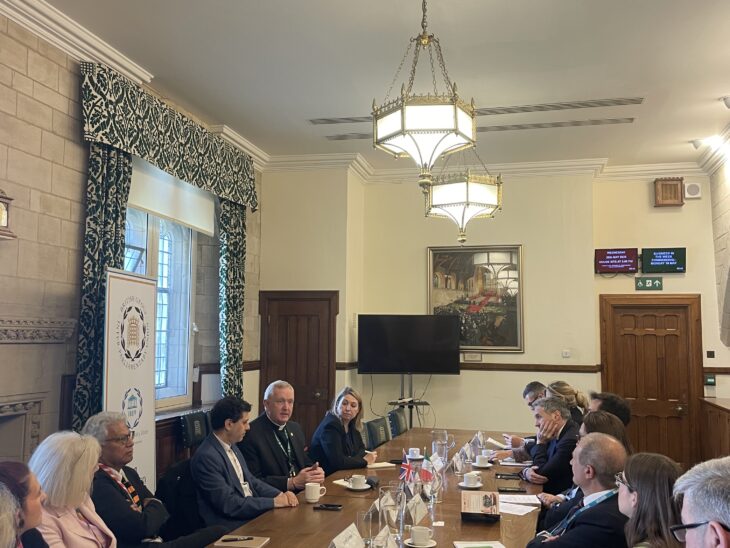 The Italian delegation meet British counterparts to dicuss inter-faith dialogue, chaired by Speaker's Chaplain