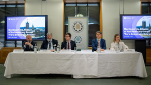 Participants took part in 3 roundtable discussions on Belarus’ European integration; the draft Constitution of a new Belarus; justice and economic reforms. 
