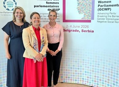 UK Delegation led by Rt Hon Dame Karen Bradley DBE MP with Helen Maguire MP and Rosie Wrighting MP