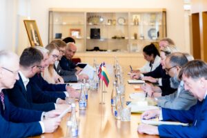 Parliamentarians engage in a meeting with the Seimas Committee on National Security