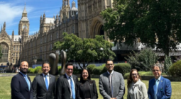 Delegation pictured on College Green in front of the Palace of Westminster