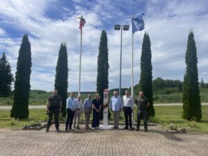 Parliamentarians visit the Padvarionys Frontier Station on the Belarusian border.