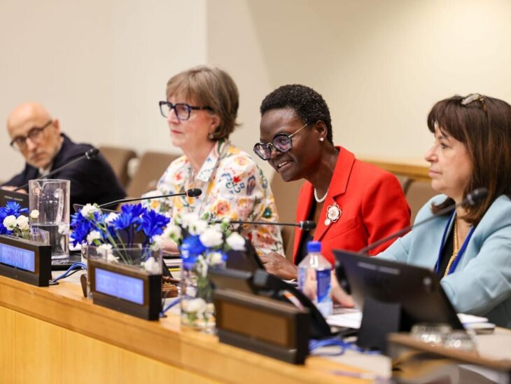 IPU President Tulia Ackson (middle right) and IPU Secretary General Anda Filip (far right) at the HLPF ©Joel Sheakoski/ IPU