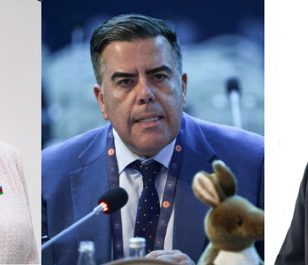 Ms. Sahiba Gafarova (Azerbaijan), Mr. Milton Dick (Australia) and Mr. Rojo Edwards Silva (Chile). © IPU