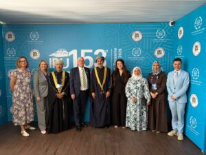 The delegation had an extensive program of bilateral meetings, pictured here with the Speaker of Oman