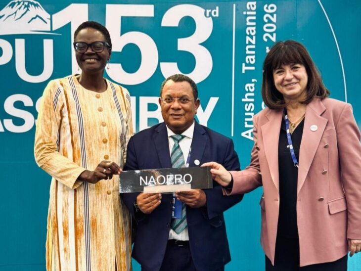 IPU President, Dr. Tulia Ackson, Speaker of the Parliament of Naoero, Marcus Stephen and IPU Secretary General, Anda Filip. ©IPU